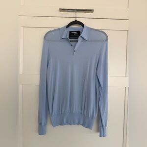 Homme Girls Light Blue Polo Fine Merino Sweater